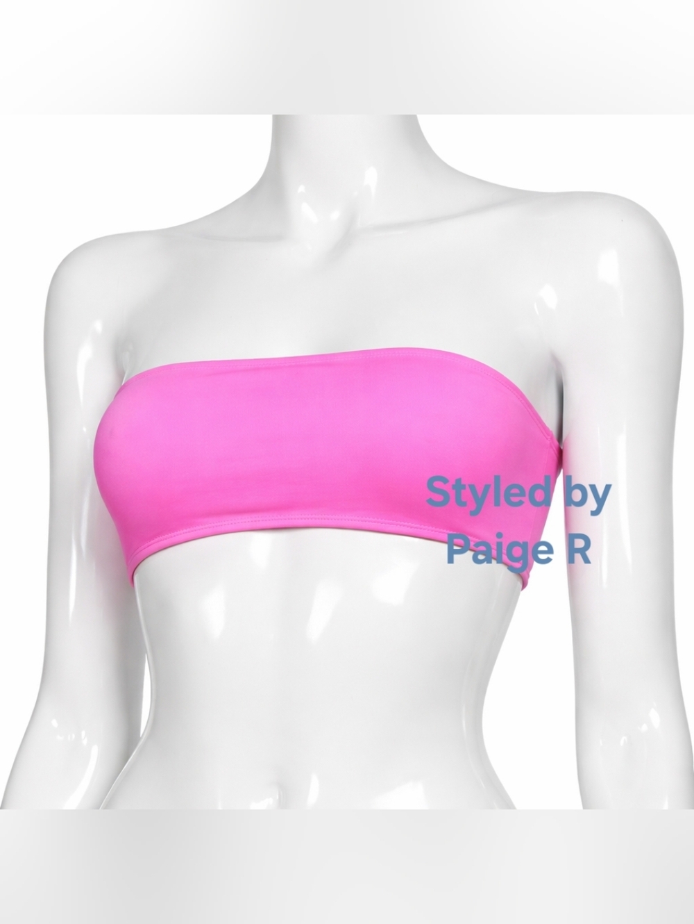 💕NWT SKIMS Swim Bandeau Swimsuit Bikini Top Removable Halter Strap Pink TAFFY L